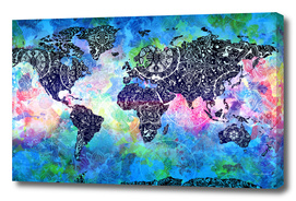 world map mandala watercolor