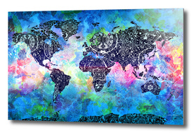 world map mandala watercolor