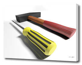 Hammer and screwdriver - 3D rendering