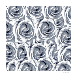 blooming rose pattern abstract in black and white