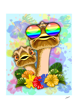 Ostrich Hawaii Fashion Funny Dudes
