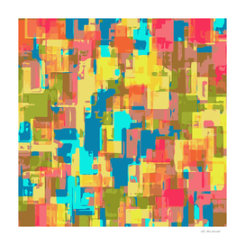 geometric square pattern abstract in yellow green blue pink