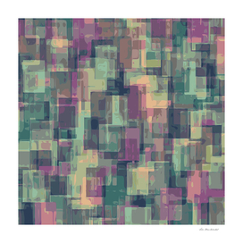 geometric square pixel pattern abstract in green and pink