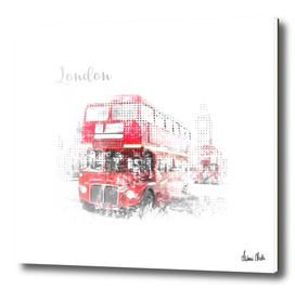Graphic Art LONDON WESTMINSTER Street Scene
