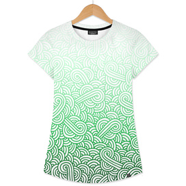 Gradient green and white swirls doodle