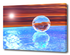 Glass sphere on the sea - 3D rendering