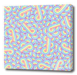 Rainbow and white swirls doodle