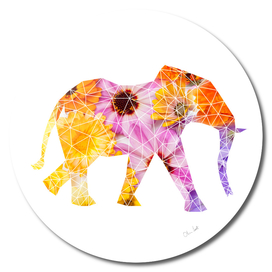 Geometrical elephant with flowers