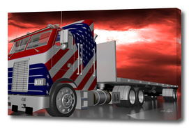 American truck under a stormy sky