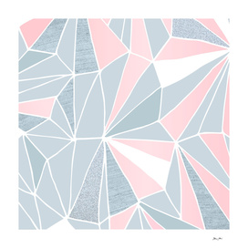 Blue/Grey & Pink Geometric Prism Pattern