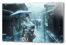 Geisha in the rain