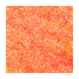 Orange and red swirls doodle