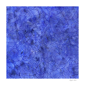 Royal blue swirls doodle