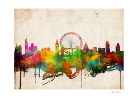 london city skyline watercolor