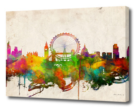 london city skyline watercolor