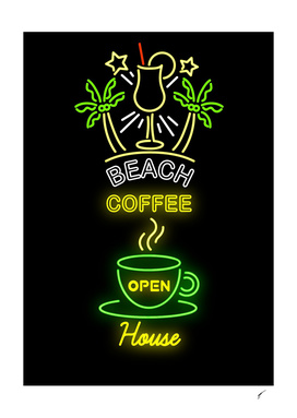 Coffee Poster 97 - Neon Beach Coffee