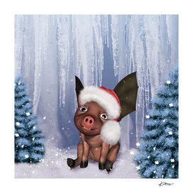 Christmas, cute little piglet
