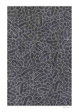 Faux silver and black swirls doodle