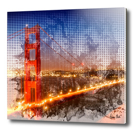 Graphic Art Golden Gate Bridge | watercolour style