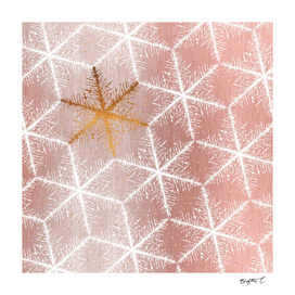 Elegant Geometric Gold Snowflakes Holiday Pattern