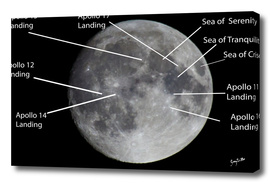 Moon and where the Apollo teams landed
