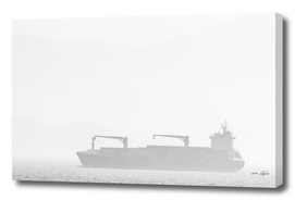 Ship on the foggy sea