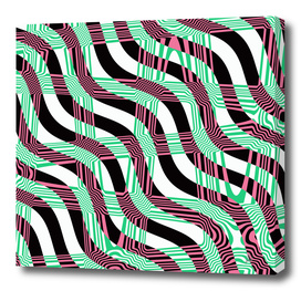 Absract Wavy Stripes (green, pink)
