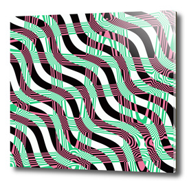 Absract Wavy Stripes (green, pink)