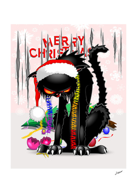 Evil Black Cat VS Christmas Tree