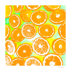 juicy orange pattern with green and yellow background