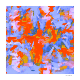 splash painting texture abstract in orange and blue