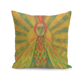 Phoenix, Sun Bird, Pagan Goddess, Surreal Fantasy Art Yellow