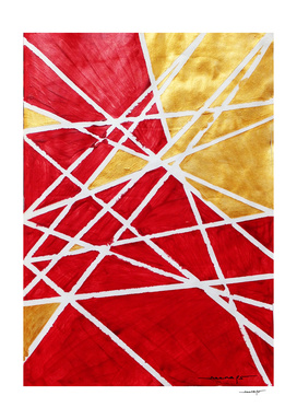 Golden Red Abstract Geometric Art (#1)