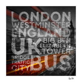 Graphic Art LONDON Westminster Bridge Traffic