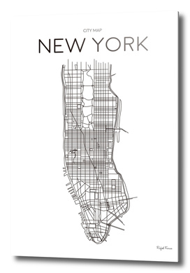 NEW YORK MINIMALIST MAP WHITE