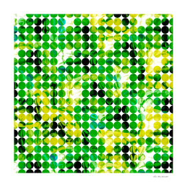 geometric circle pattern abstract in green and yellow