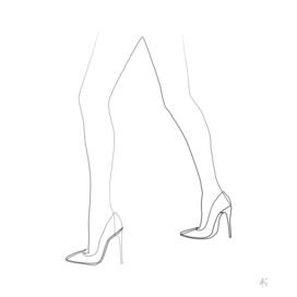 Minimal One Line Woman's Feet