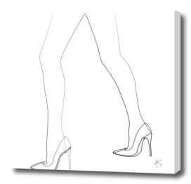 Minimal One Line Woman's Feet