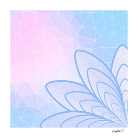 Flower on Pastel Pink and Blue Geometric Pattern