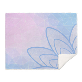 Flower on Pastel Pink and Blue Geometric Pattern