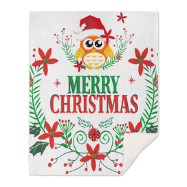 Merry Christmas Typography Christmas Owl Wreath