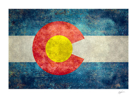 Colorado state flag in retro style