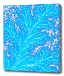 Abstract  Blue Christmas Tree Branch with White Snowflakes