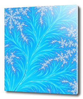 Abstract  Blue Christmas Tree Branch with White Snowflakes