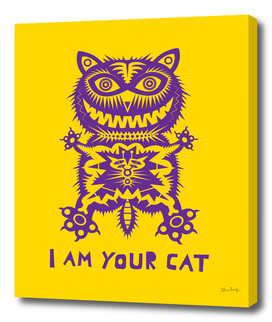 purple cat on yellow background