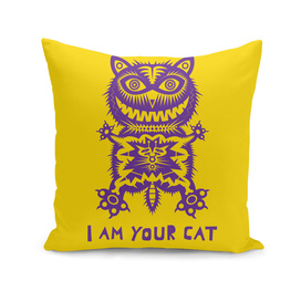 purple cat on yellow background