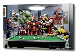 Afterhours: Marvel Superheroes Relax Playing Pool