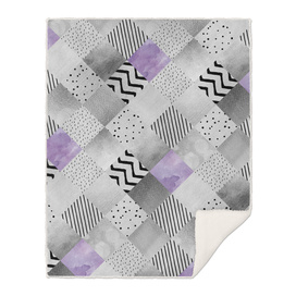 GRAPHIC PATTERN Sparkling Patchwork | purple&silver