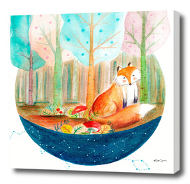 Brave fox in the forest