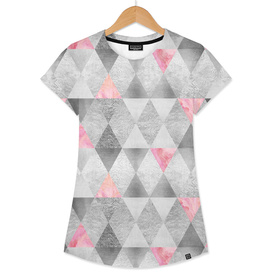 GRAPHIC PATTERN Sparkling triangles | silver & pink